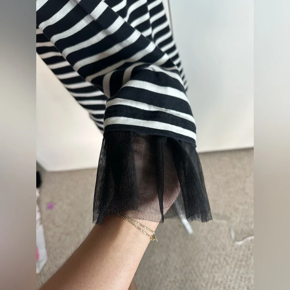 J. Crew Black and White Boxy Striped Blouse size XS